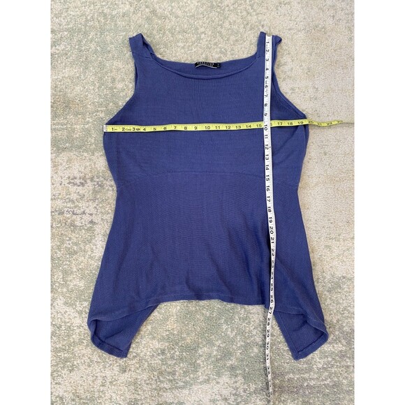 Peruvian Connection Sz XL Asymmetrical Knit Tank Top Knit 100% Pima Cotton Blue - Picture 4 of 4
